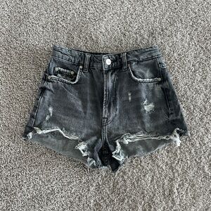 ZARA— High waist distressed shorts